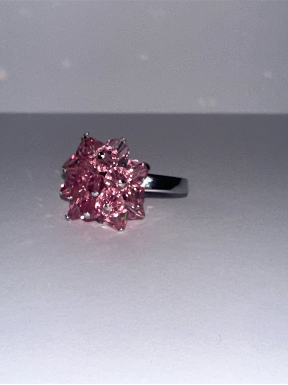 Pink beaded adjustable ring